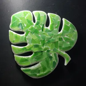 Glass Mosaic DIY Kit Pre-Cut Leaves Shape, Adult Craft Hobby, RV Cup Pad Hanging Decorations, Handmade Art Supplies