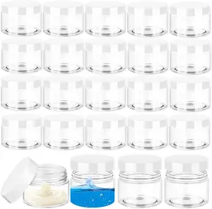 24 count 1oz Plastic  Jars,Round Leak Proof Clear Container with Lid,Wide-Mouth Refillable Small Storage Containers for Slime,,Lotion,Candy,Craft