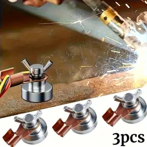 Magnetic Welding Ground Clamp with Strong Magnet and Metal Terminals, Adjustable Jaw, Stable Conduction, Heavy Duty Industrial Grade Durability