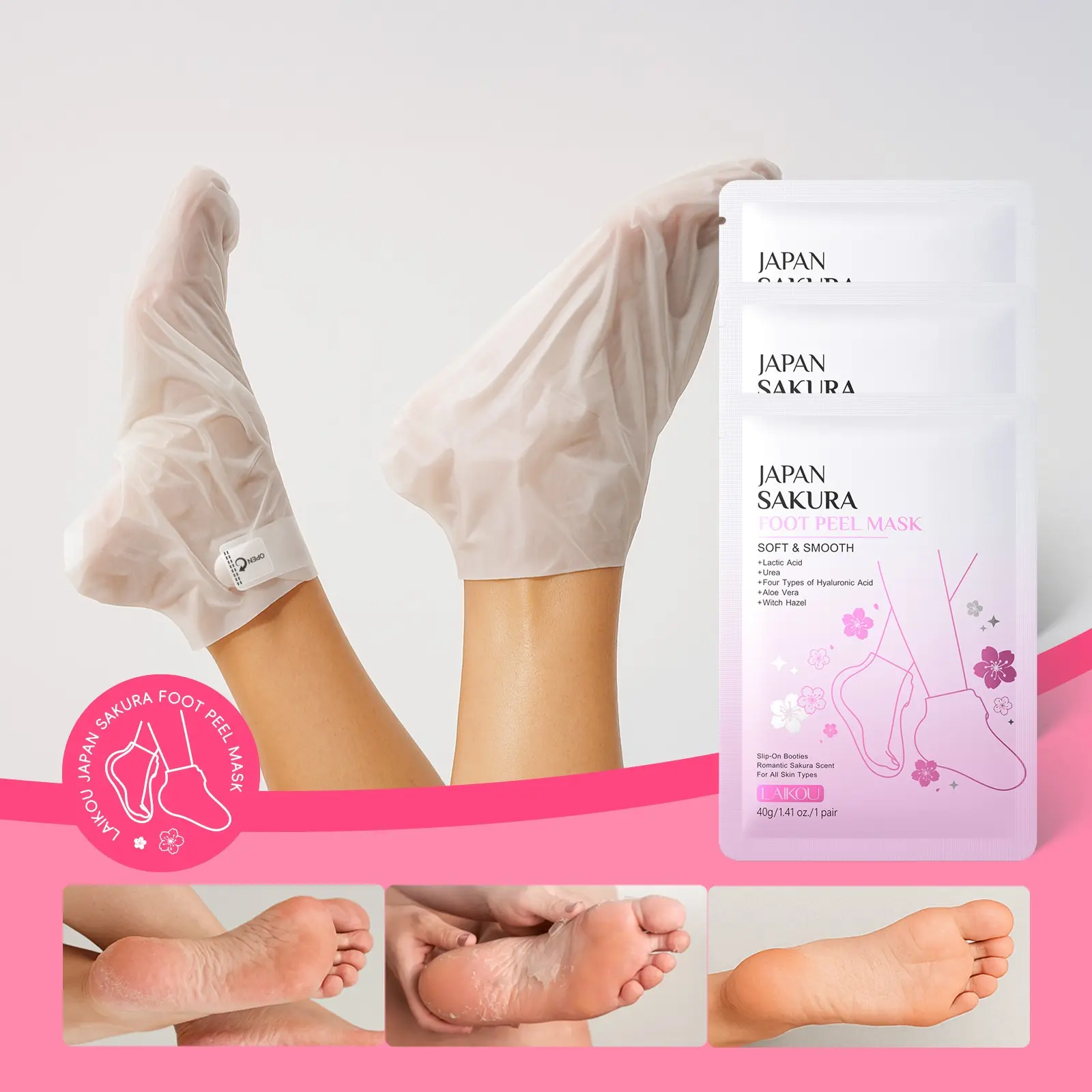 Sakura Peel-Off Exfoliating Foot Mask Feet Masks Dead Skin Removal for Feet Soft Feet Peeling Mask Sakura Peel-Off Exfoliating Foot Mask Feet Masks Dead Skin Removal for Feet Soft Feet Peeling Mask
