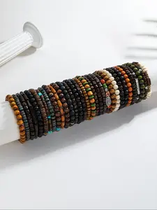 Vintage Multicolor Beaded Bracelet Set, Fashionable Beaded Bracelets for Men & Women, Trendy All-match & Exquisite Jewelry for Birthday Gift, Stackable Bracelets, Stacking Bracelet