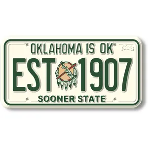 Oklahoma State License Plate Magnet by Classic Magnets, 1.9" x 3.8"