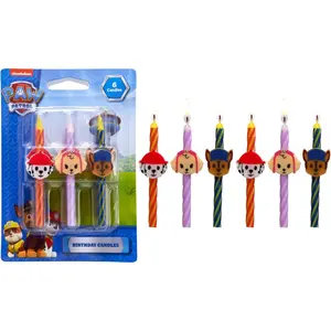 Birthday Cake Candles | 6 Birthday Candles for Cake Decorations, Red, Pink, Blue Candles Featuring Chase, Marshall, Skye | Cake Toppers for Party