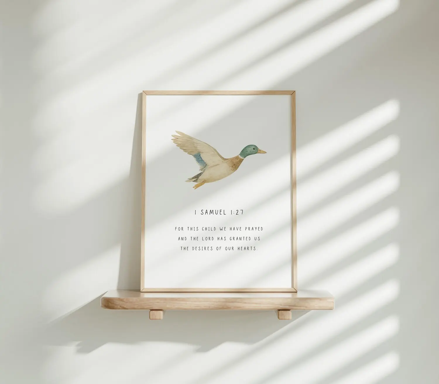 PRINTED Mallard Nursery Wall Art, Duck Hunter Bible Verse Print, Minimalist Christian, Gift for Baby Shower Southern Boy Nursery