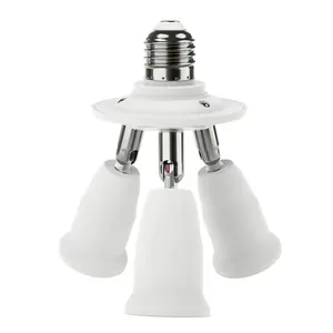 3 in 1 E26 Light Socket Splitter Adapter, Standard Base LED Bulb Converter, 360 Degrees Adjustable 180  Bendable, 3 Way Bulbs Socket Holder