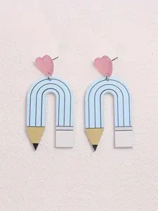 Cartoon Pencil Design Dangling Earrings, Unique Design Earrings, Cute Drop Earrings for Women & Girls, Fashion Jewelry for Party, Daily Clothing Decor, Trendy All-match & Exquisite Jewelry for Birthday Gift