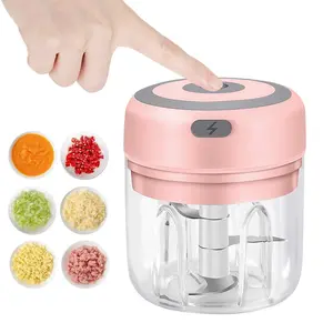 250ML Electric Garlic Chopper, Mini Portable Veggie Choppers, Garlic Grinder Masher Onion Chopper, Blender to Vegetable, Wireless Food Processor for Ginger, Chili, Fruit, Meat, etc essentials camping outdoorfun
