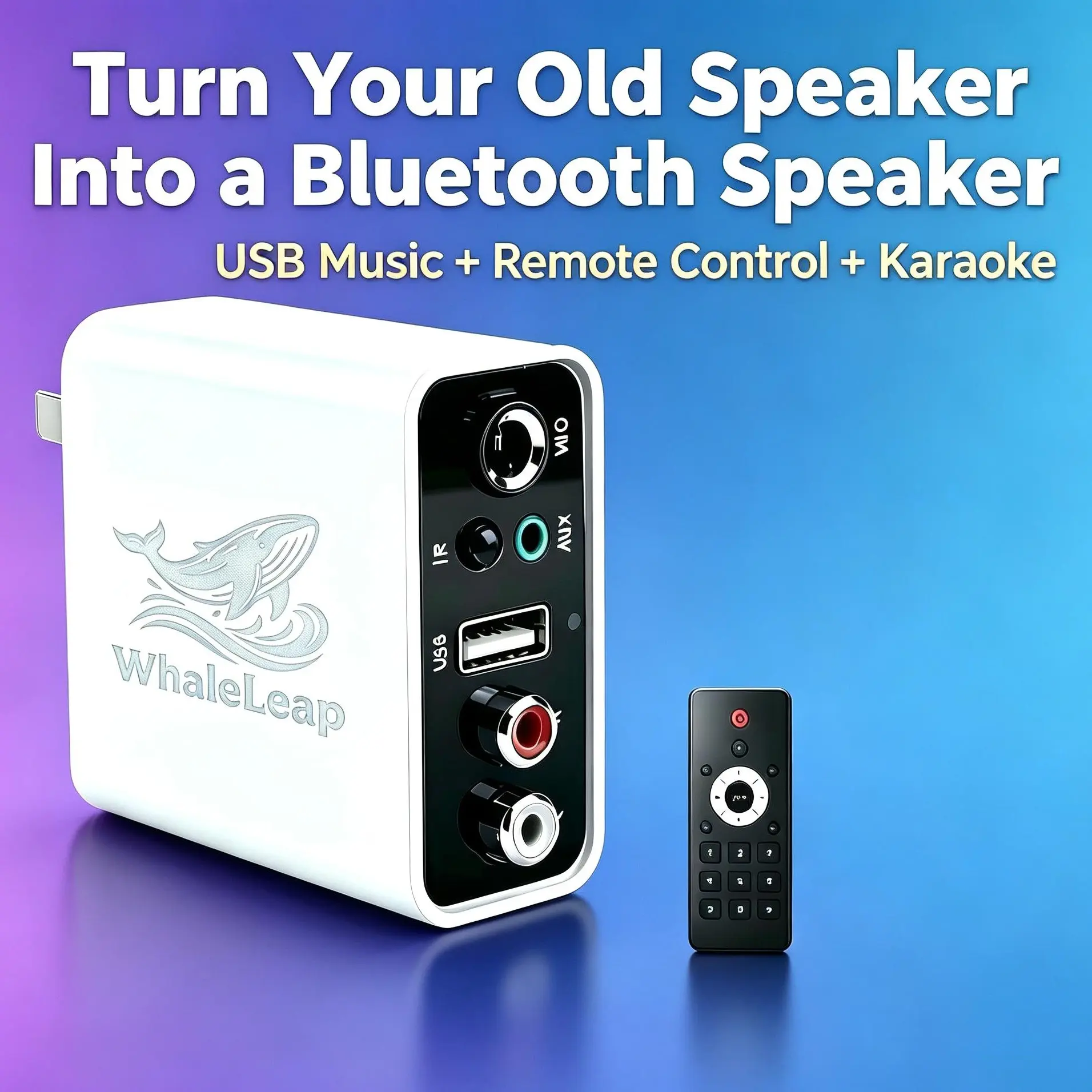 WhaleLeap Save Your Old Speakers! Bluetooth 6.0 Audio Adapter – Turn Any Speaker Into Wireless Audio, USB Music Player & Karaoke System