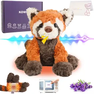 KOWSI AI Interactive Talking Red Panda Plush – 1.4LB Microwavable Heatable Stuffed Animal with Tourmaline Lavender Heat Pad - 10" Educational STEM Toy Gifts to Learning Language Speaking