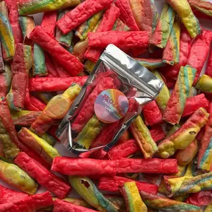 Freeze Dried Fruit Roll Up Crunchy Roll Up Trending Candy in Vibrant Rainbow Colors Perfect for Snacking