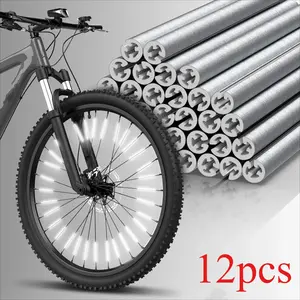 12 Piece Bicycle Spoke Reflectors, Night Glow Wheel Decoration Strips, Universal Road Mountain Bike Reflective Stickers, Adult Cycling Safety Accessories