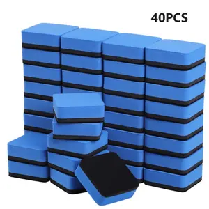 40 Pack Magnetic Whiteboard Dry Erasers Chalkboard Cleaner Wiper for Kids and Classroom Teacher Supplies Home and Office,Dry Erase Erasers,Blue tiktokshopspringglowup