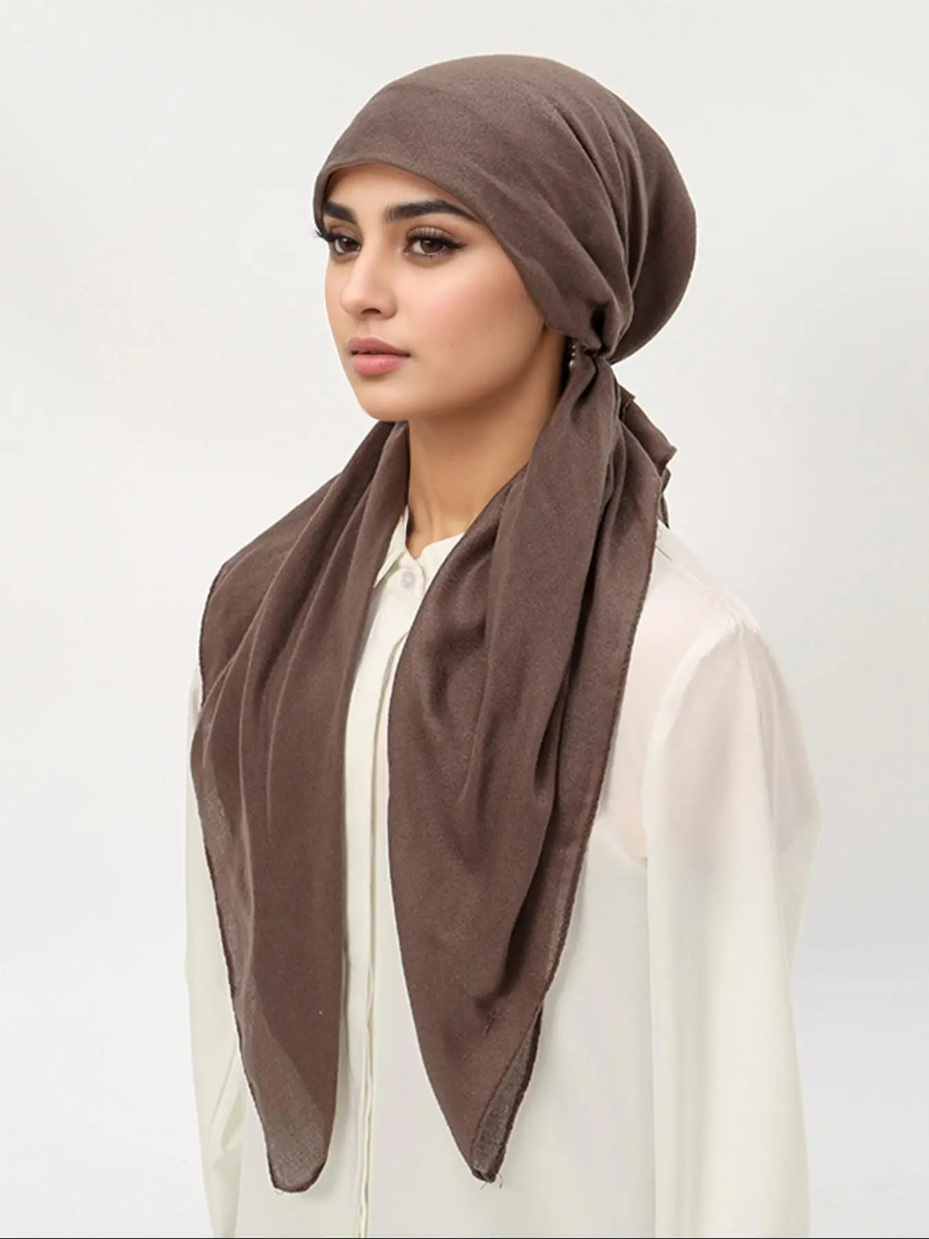 Women's Solid Color Breathable Hijab, Versatile Casual Modest Headscarf for Muslim Daily Wear, Modesty Hijab Wrap, Tignon Scarf