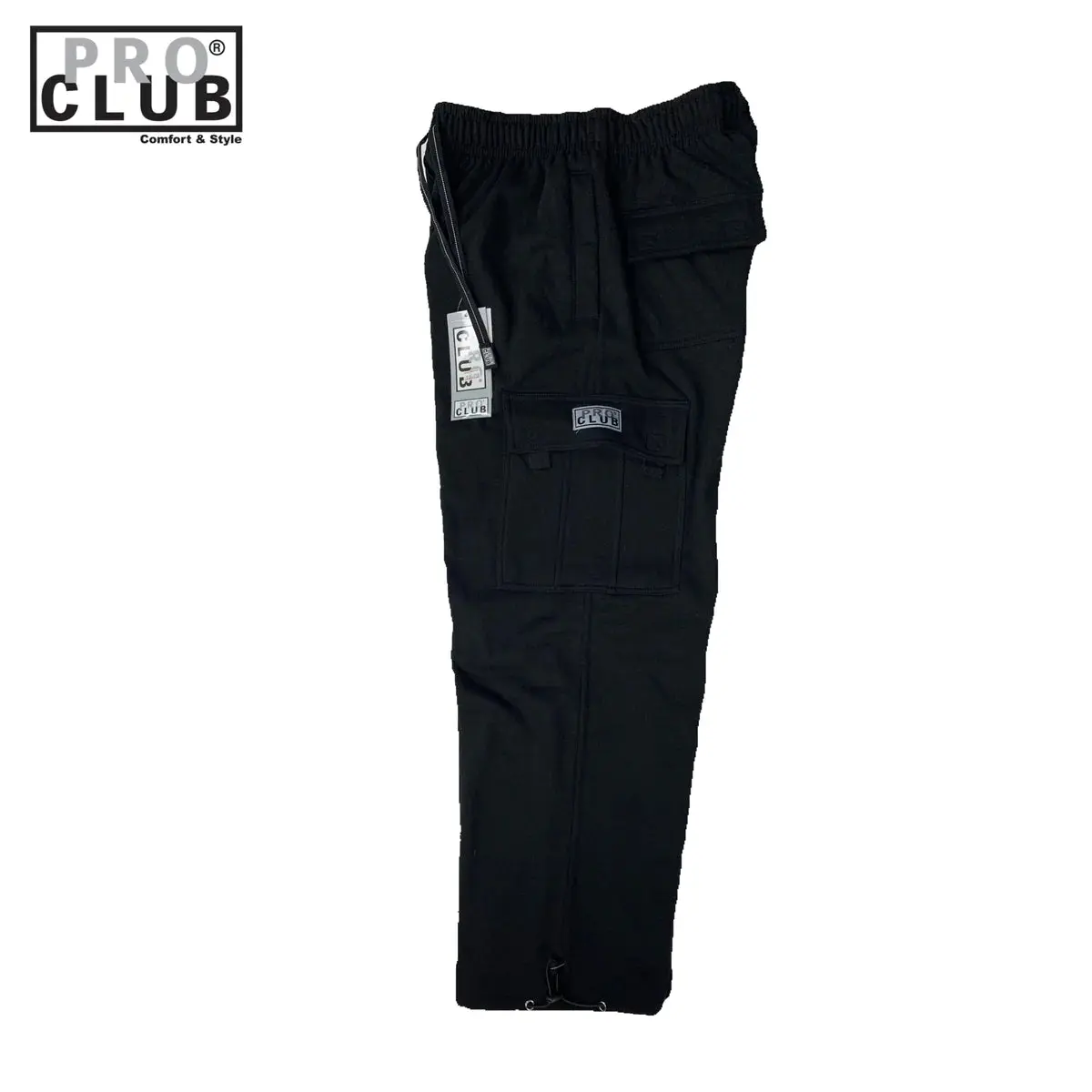PROCLUB Men's Heavyweight Polyester Cotton Blend Cargo Sweatpants - 6-Pockets, Fleece Lining, Casual Loose Fit, Mid Waist, Stylish Hip Hop Harem Design, Big and Tall Sizes