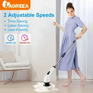 Electric Spin Scrubber with Extendable Handle, 9-in-1 Cordless Electric Cleaning Brush with Replaceable Brush, USB Rechargeable, Waterproof, Strong Rotating Scrubber for Bathroom, Kitchen, Tile, Floor, Tub, Shower, Grout, Cordless Power Scrubber