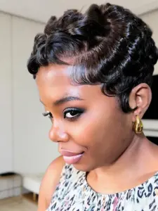 Human Hair Wig Short Pixie Cut with 13x4 Lace Front, Lace Frontal Wig, Pre-Plucked Curly Wave Texture Deep Wave, Deep Wavy Wigs, Perfect for Daily Wear & Cosplay Parties, Human Hair Lace Front Wigs