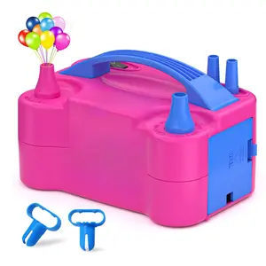 [New Deal] Electric Balloon Pump, Portable  Blower Machine  Air Pump Dual Nozzle Rose Red 110V 600W  Inflator for Party Decorations