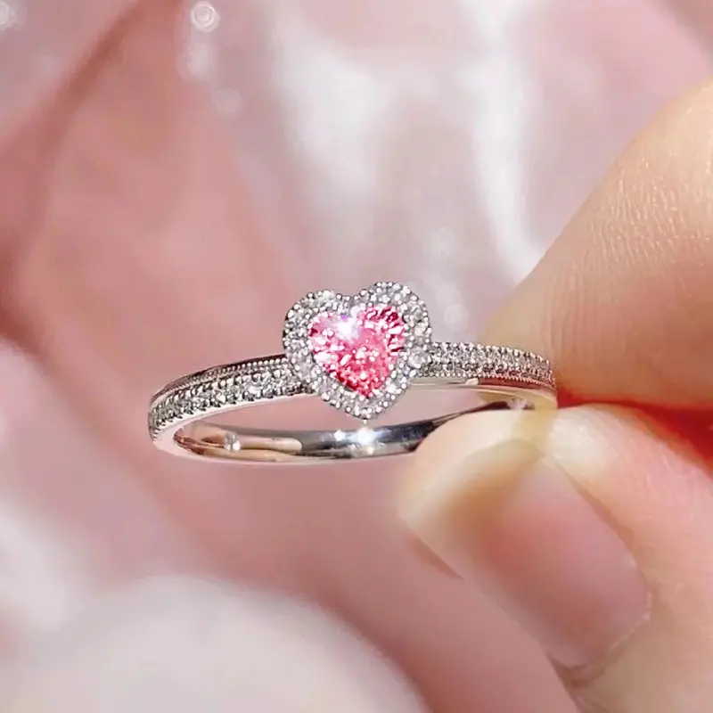 Mini Heart Shaped Ring in S925 Sterling Silver with Sparkling CZ, Classic Daily Wear & Wedding Jewelry for Women's Personal Adornment