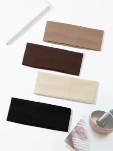 Solid Color Hair Band, 4 Counts Sweat-absorbent Elastic Headband, Casual Simple Hair Accessories for Women & Girls, Minimalist Headwear Suitable for Daily Wear, Sweat Wicking Headband, Headbands Women