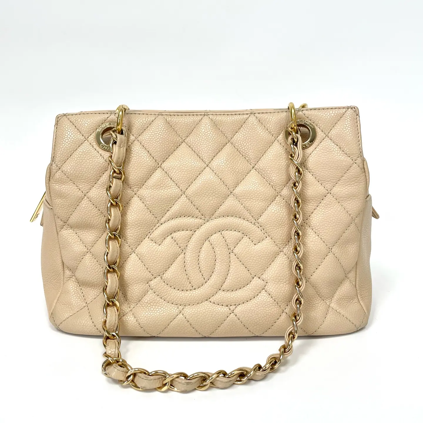 Pre-owned CHANEL PST Handbag | Beige Caviar Calfskin, 25cm | 2011 | N21971463