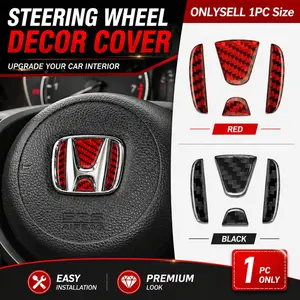 1Pc Car Steering Wheel Carbon Fiber Pattern Badge Logo Pattern Car Steering Wheel Protection Sticker Decoration Car Accessories Suitable for Honda Civic Accord Fit City Vezel CRV HRV Odyssey Jazz Prelude Insight Car Interior Sticker