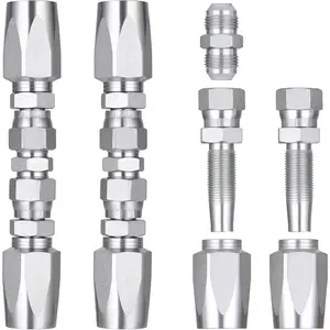 2Pcs 1/2" Hydraulic Hose Field Repair Kit, 1/2" Inner Diameter and 5Pcs Small Repair Parts, Reusable, 08 (R2) 2-Wire Reusable Hydraulic Repair Fittings (1/2" and 5 Repair Parts)