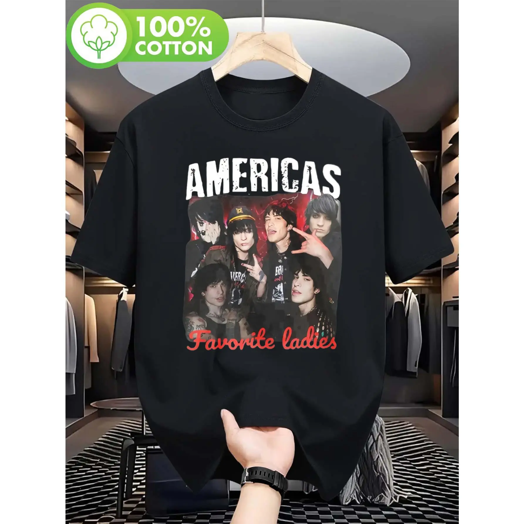 Jake Webber & Johnnie Guilbert “Americas’ Favorites” unisex T-shirt for men and women, 100% cotton, soft, all-season casual streetwear essential, versatile all-season style — 220 g