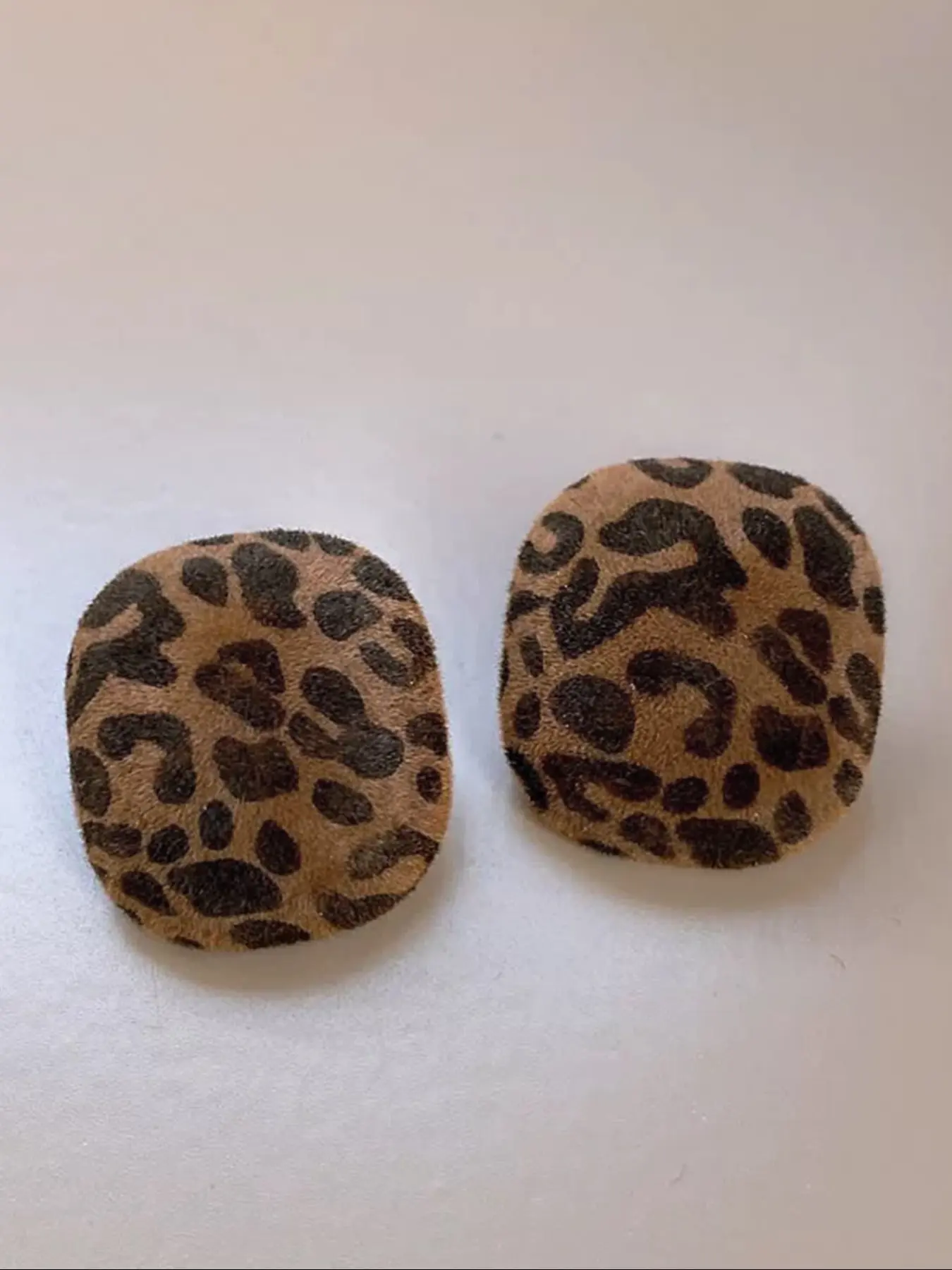 Vintage Fashion Geometric Square Velvet Leopard Pattern Earrings, Elegant Women's Ear Studs for Daily Party Gatherings Ear Accessories