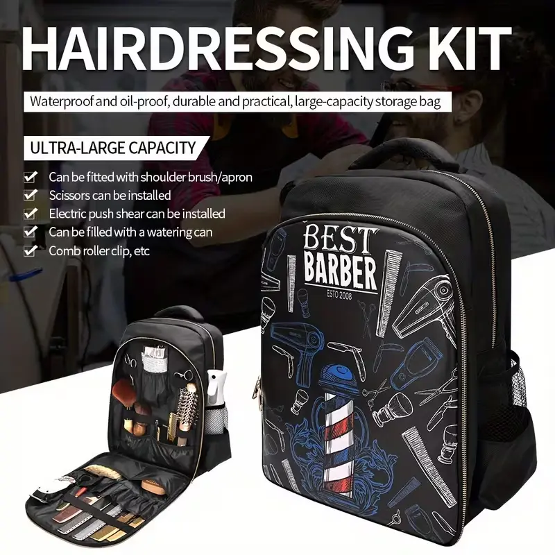 Professional Barber Backpack New Haircut Tool Storage Bag, Large Capacity Haircut Supplies Bag Storage Bag, Used for Haircuts And Supplies, Portable Hairstylist Haircut Tool Backpack, Travel Barber Shop Tool Bag