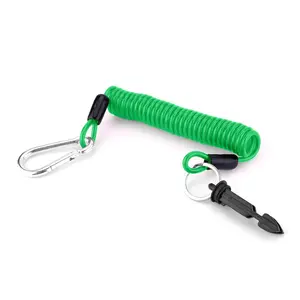 6 Ft Trailer Breakaway Cable, Heavy Duty Emergency Brake Safety Cable with Pin and Carabiner, High Elasticity Coiled Wire for RV, Camper, Trailer Towing & Breakaway Switch Replacement Green