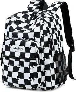 Classical Basic Blocks Womens Mens School Backpack For College Teen Girls Boys Water Resistant Bookbag (Blocks Black)