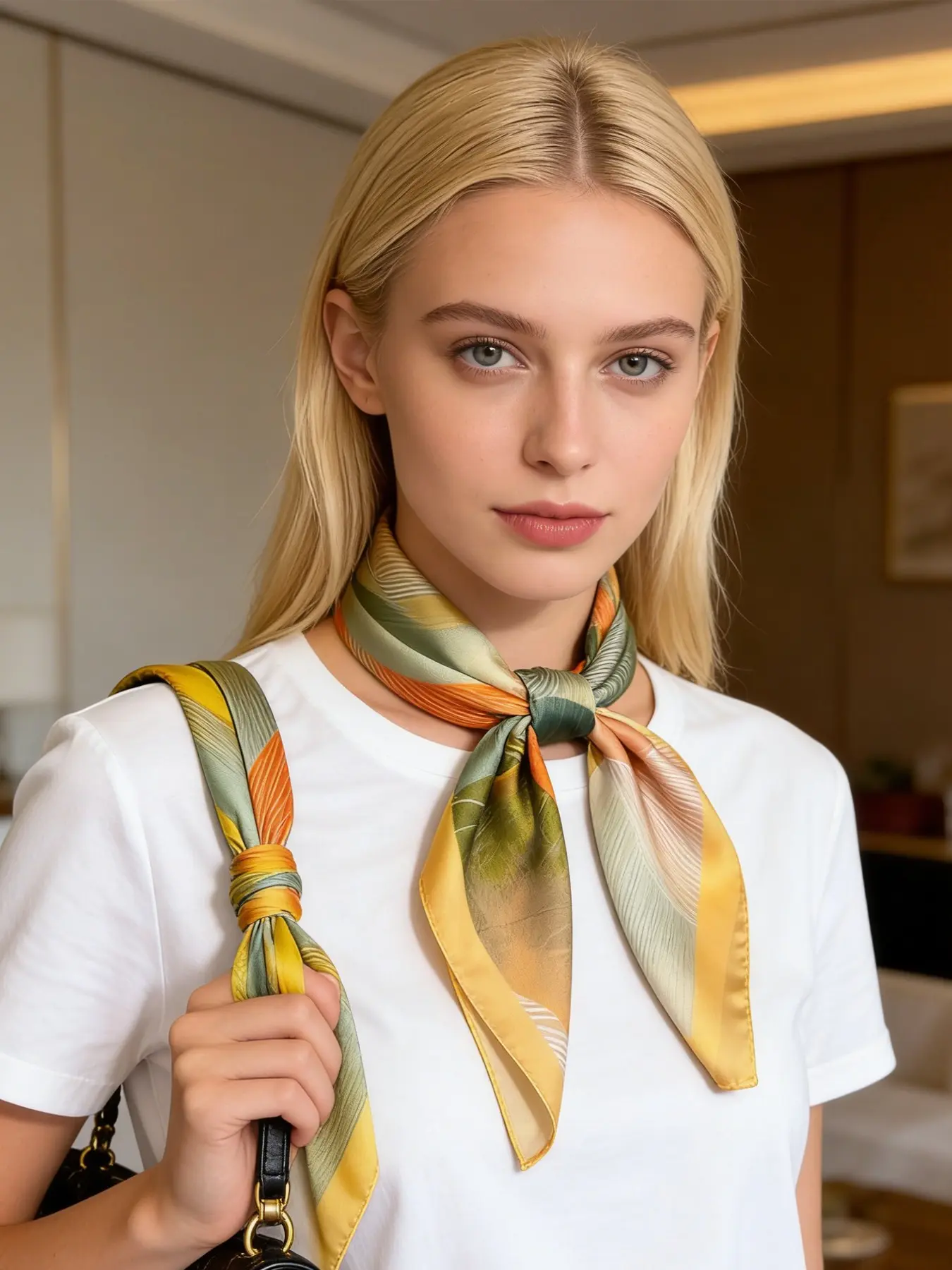 Spring Summer Fashion Vintage Colorblock Multifunctional Small Towel, Suitable for Daily Use, Office, Vacation, Casual Wear Scarf