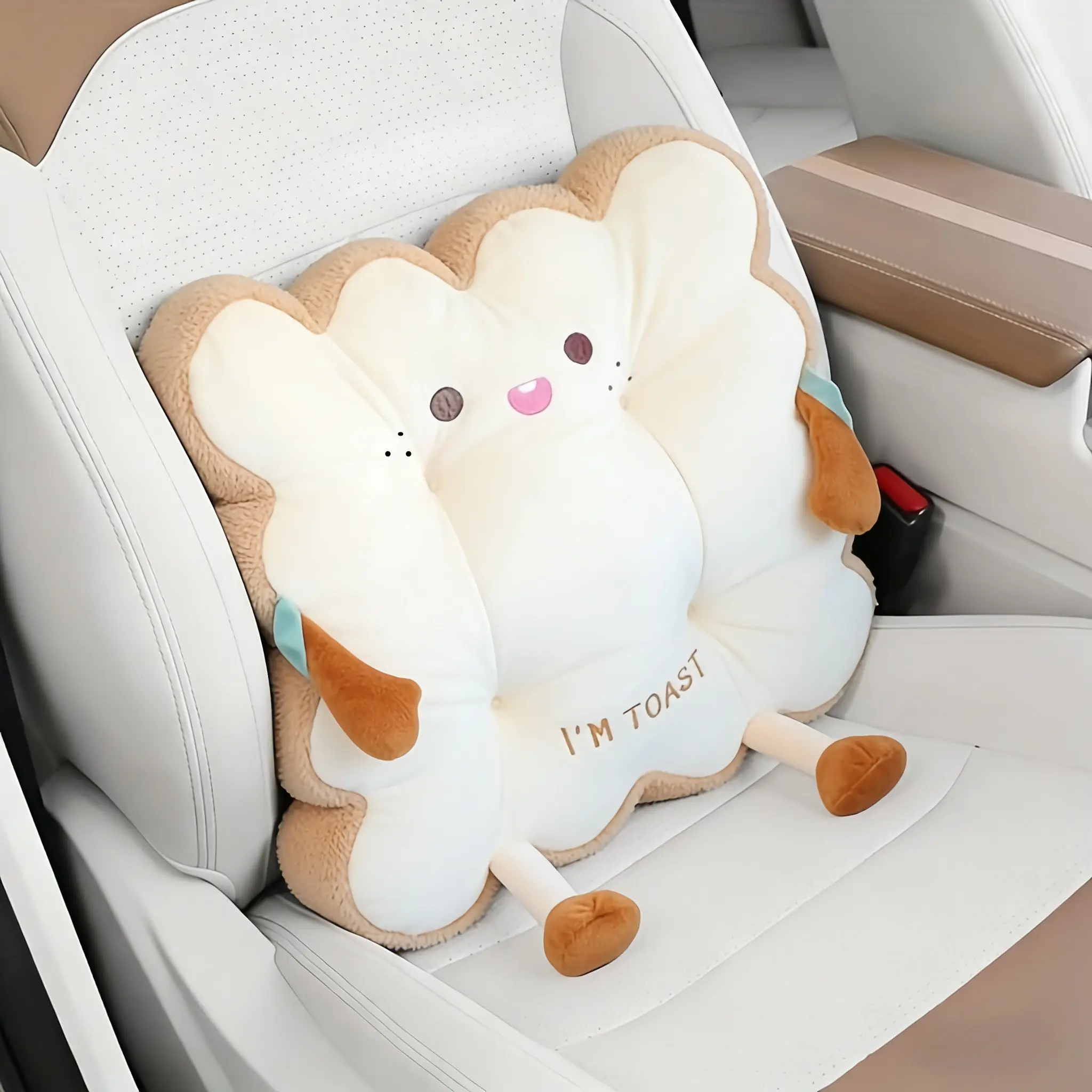 Cute Toast Shaped Plush Seat Cushion Bread Design Pillow Soft Warm Office Chair Pad Car Seat Mat Home Sofa Bedroom Decorative Food Theme Throw Pillow Birthday Christmas Gift For Women Girls Kids