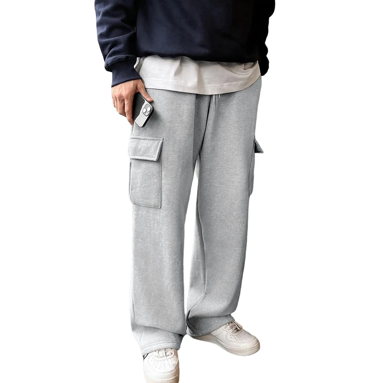 JMIERR Men's Casual Baggy Pants Wide Leg Travel Pants Streetwear Joggers with Pockets