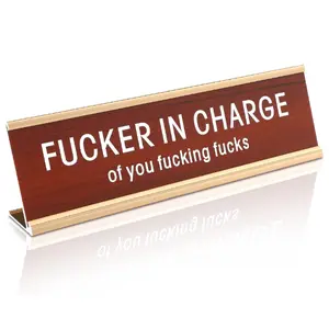 Funny Desk Signs for Office fun Office Accessories Novelty Nameplate Decor for Women Men Coworker Gift Home Supply Accessories 8 x 2.4in(Gold,Fucker in Charge)