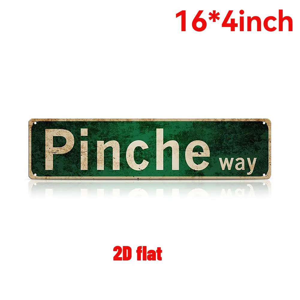 1pc 4×16inch (10×40cm) “Pinche Way” Funny Street Sign – Vintage Green Metal Tin Sign for Garage, Bar, Man Cave, Patio & Mexican Humor Décor | summervibes Yard Sign Decorative Plaque