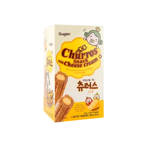 GUGEN Korean Cheese Cream Filled Rice Crackers - Crispy Snack, 12 Packs x 20g