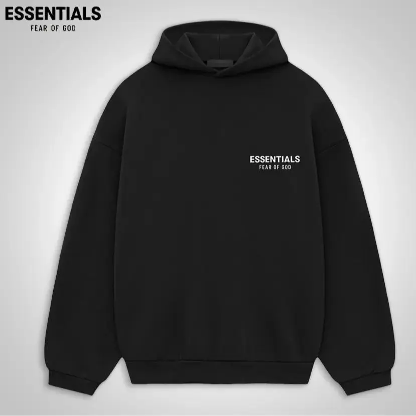Fear of God Essentials Fleece Hoodie FW24 Black Fear of God Essentials Fleece Hoodie FW24 Black