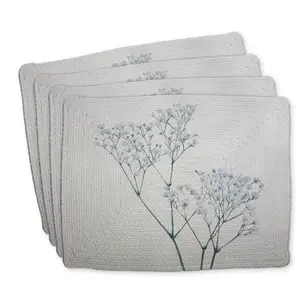 Begin Home Decor C4BP1418BHMPY1 14 x 18 in. Babies-Breath Flowers Braided Polyester Placemat for Home Decor - Set of 4