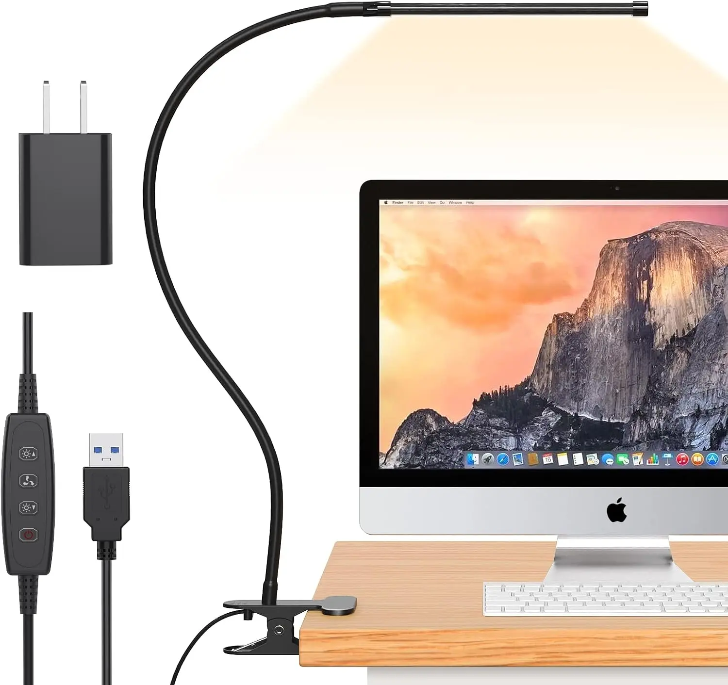 LED Desk Lamp with Clamp - Adjustable, Ergonomic, LED-Style, Small, Rotatable Home Office Lamp, 77 LEDs, 3 Color Modes, 10 Brightness Levels, Flexible Gooseneck, Easy Clip-On Reading Light for Headboard, Adjustable Desk Lamps, Ergonomic Desk Lamps