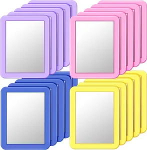 20 Pcs Magnetic Locker Mirror 7'' x 5'' Small Bulk Mirror for Locker, Ideal for Bathroom Refrigerator Workshop Office Cabinet, Comes in Yellow Purple Blue and Pink