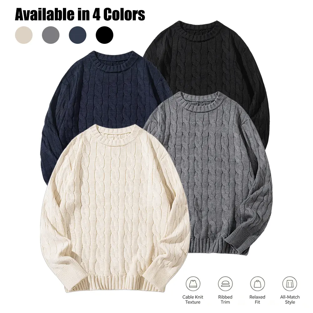 Exquisite 3D cable-knit texture that creates a rich, voluminous fabric texture; ribbed cuffs and hem provide secure hold while balancing close fit and wearability.Suitable for both wearing solo and layering in autumn and winter, it’s ideal for city walks,