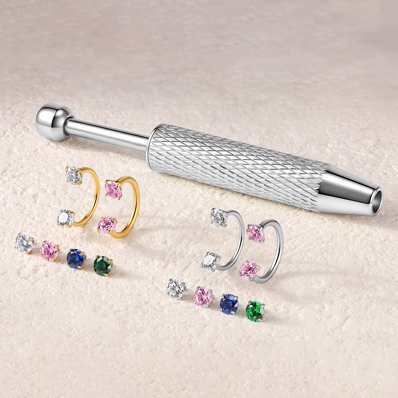 BODY FREEDOM Titanium TINY GEM Horseshoe Nose Hoop Internally Threaded Gems for Piercings Nose Ring with Tiny Gems Rhinestone Nose Ring Septum Nose Ring