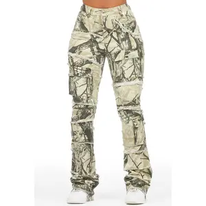 Mikayla Tree Camo Stacked Flare Jean