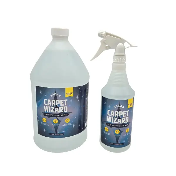 Socar Chemical Carpet Wizard Stain Remover - Household Spray, Quart/Gallon Sizes, Quick Stain Lift, Food/Drink Mess Fix, Pet & Kid-Safe, Colorfast Fabric Compatible for Carpets, Upholstery, Clothes, Colorfast Fabric Ok