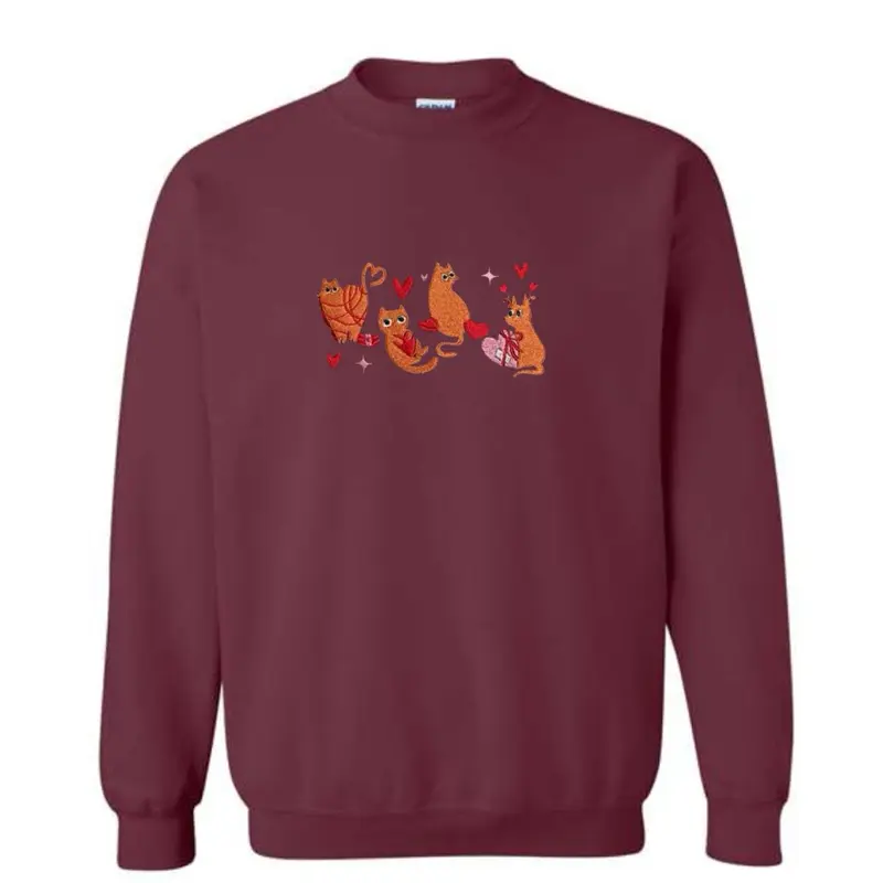 Valentine’s Day Orange cats embroidered sweatshirt