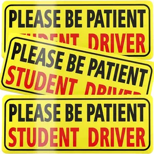 Student Driver Reflective Sticker for Car, Please Be Patient Student Driver Sticker, New Drivers Sticker, Universal Non Magnetic Reflective Rookie Driver Bumper Sticker, Nighttime Visibility, Car Decoration, Automotive Decals