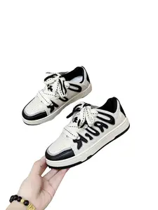 Cool Letter Colorblock Thick Sole Sneakers for Women, Unique Design Casual Sports Shoes, Anti-Slip Durable Student Shoes, Streetwear Retro Trainers