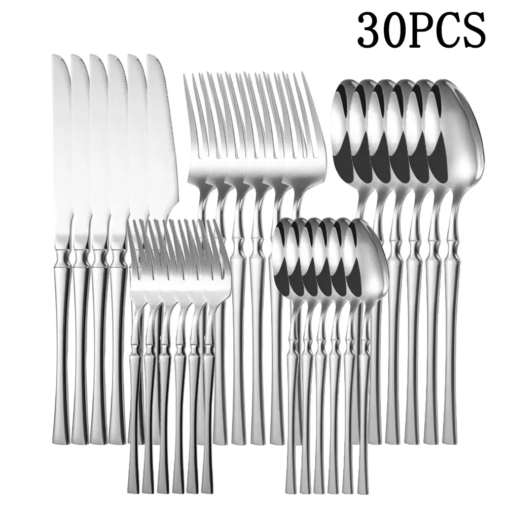 30PCS Silverware Set,Stainless Steel Flatware Cutlery Set For Home Kitchen Restaurant Hotel,Mirror Polished,Dishwasher Safe Tableware