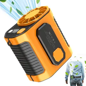 Portable Waist Fan Under Shirt Rechargeable 5000mAh Powerful Wind for up to 24 Working Hours Personal Cooling Fan Mini Hands-Free Fan With Flashlight for Outdoor & Travel Orange